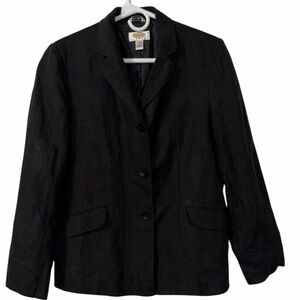 Talbots Petite Black Irish Linen Blazer(Size 12)